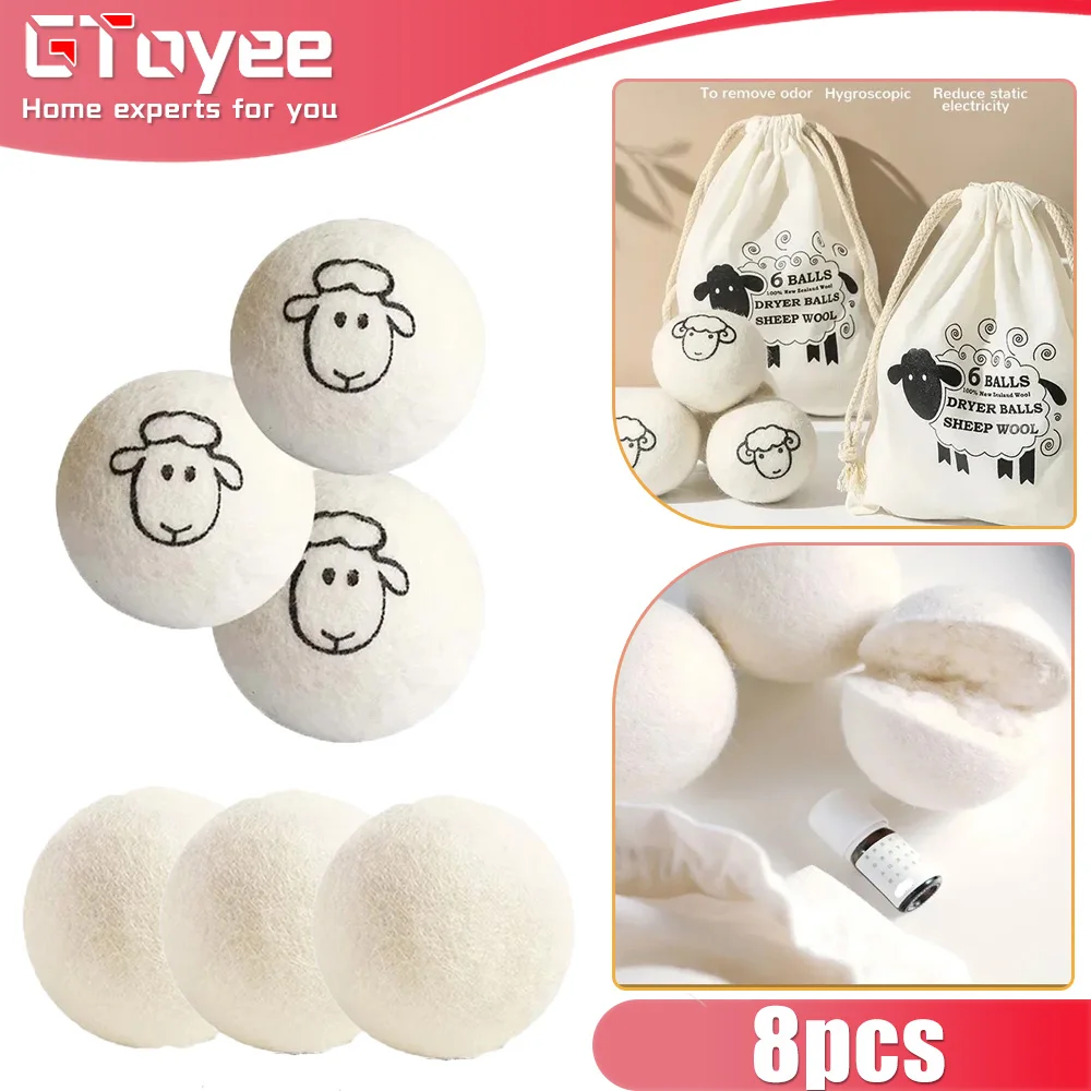 8pcs Washing Machine Drying Balls Anti-static Anti-tangle Wool Balls Domestic Clothes Drying Balls Reusable Washing Machine Part