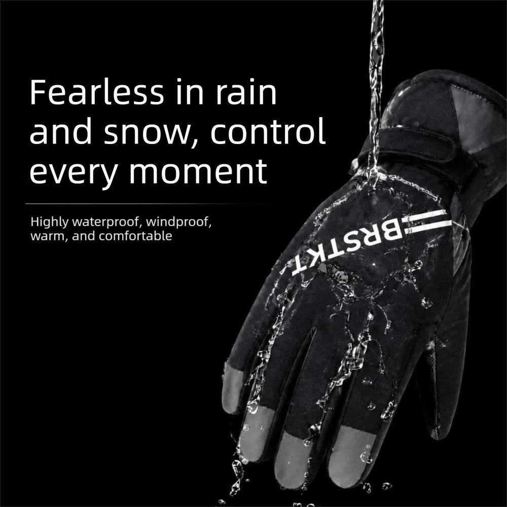Warm Waterproof Ski Gloves Fleece Lined Windproof Winter Gloves Touch Screen Adjustable Cuff Snow Gloves Women