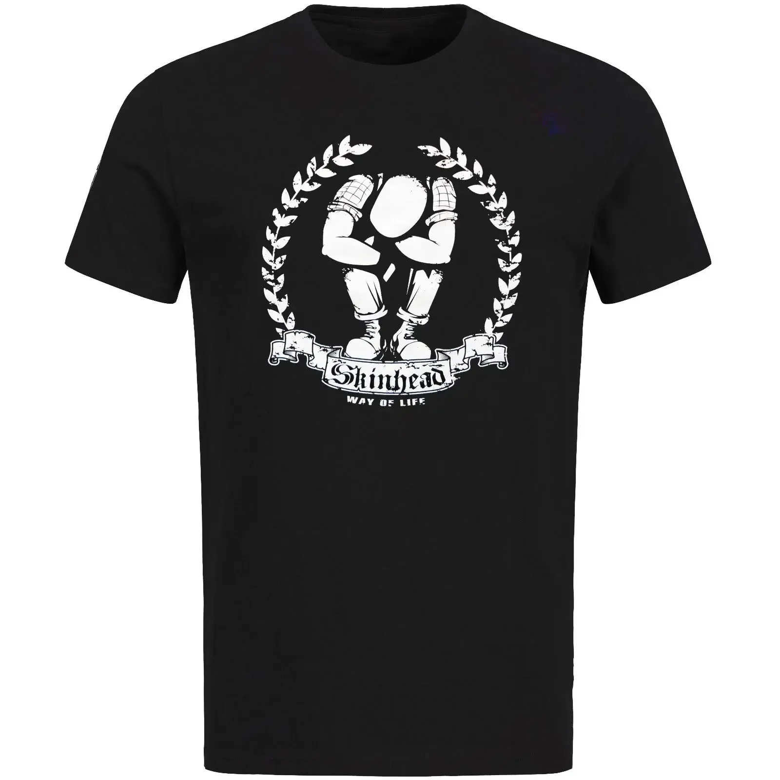 Skinhead Way of Life Wreath Black T Shirt Oi Punk Ska S XL Hand Hemd vintage Washed fashion streetwear Slightly homme graphic