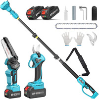 Seesii 3-in-1 33mm Brushless Cordless Electric Scissors w/2.4m Extension Telescopic Rod Pruner Shears Tree Bonsai Branche Cutter