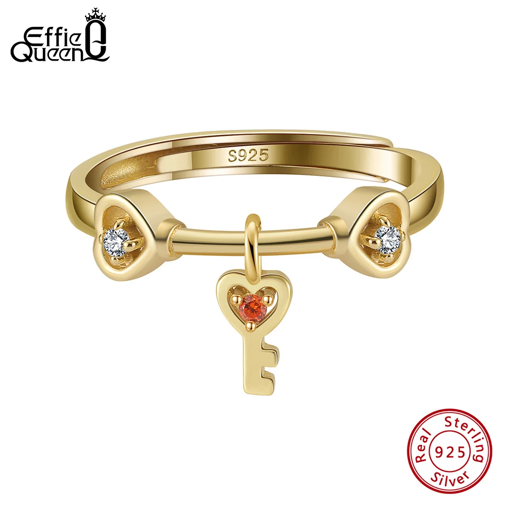 

Effie Queen 925, серебряное кольцо, брелок с сердцем, красный цирконий, высокое качество, женское и мужское кольцо, аксессуар на палец, романтический подарок SR335