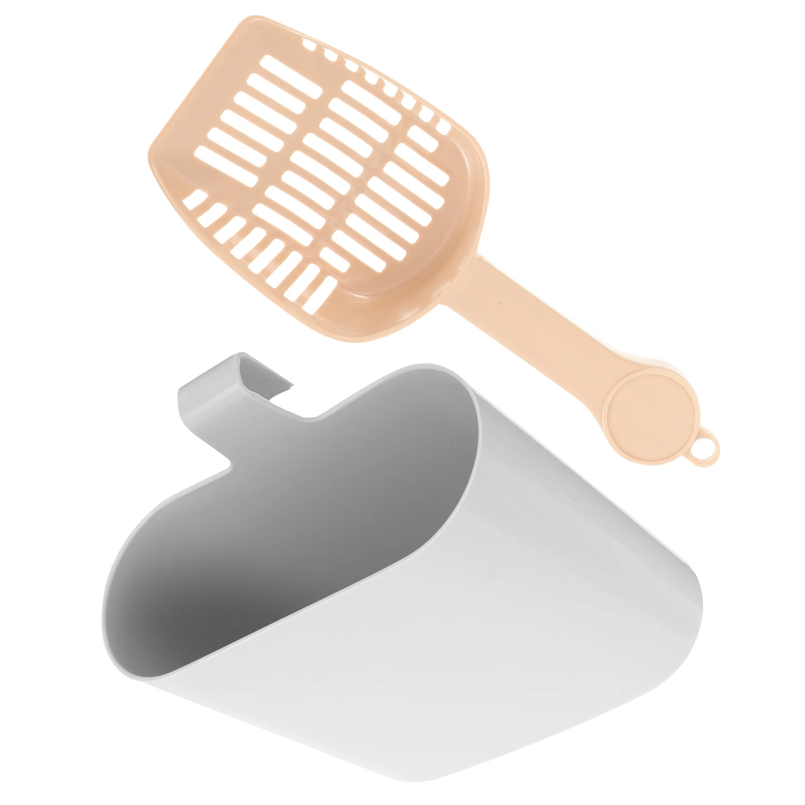 

Cat Litter Scoop Suit Thickened Perforated Shovel Grey Bucket Coffee Color Large Capacity Easy Pet Cleaning Supplies