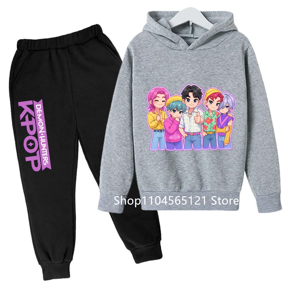 

KPop Demon Hunters Kids Hoodie Set Boys Teen Girls Hoody Sweatshirts With Pants Tracksuit Children's Autumn Clothing 2pcs