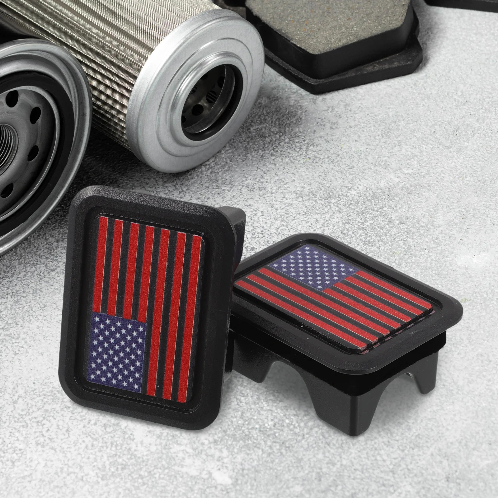 

2pcs Car Trunk Hole Plug Flag Patriotic Element Decorative Bed Rail Pile Cover For Ram 1500 2500 2019-2021 Dustproof