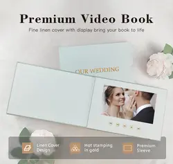 7 Inch Video Greeting Card Luxury Linen Bound Video Book Videos Album Up to 3 hours,IPS Display,4G of memory Rechargeable Batter