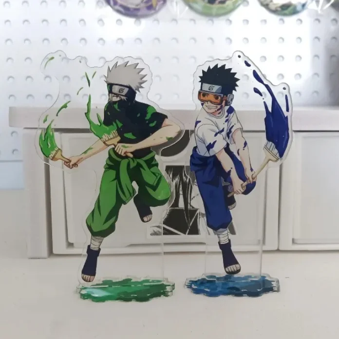 NARUTO-Serie de pintura, soporte acrílico, figura de Hatake Kakashi, Uchiha Obito Standee, exhibición, colección de productos de Anime, adorno de decoración de escritorio
