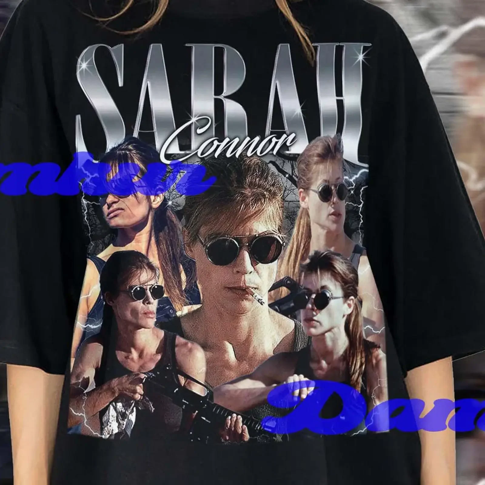 Vintage 90s Sarah Connor Bootleg T Shirt Retro Classic Movie Character Fan Merch Casual  vintage Washed Top For Everyday Wear