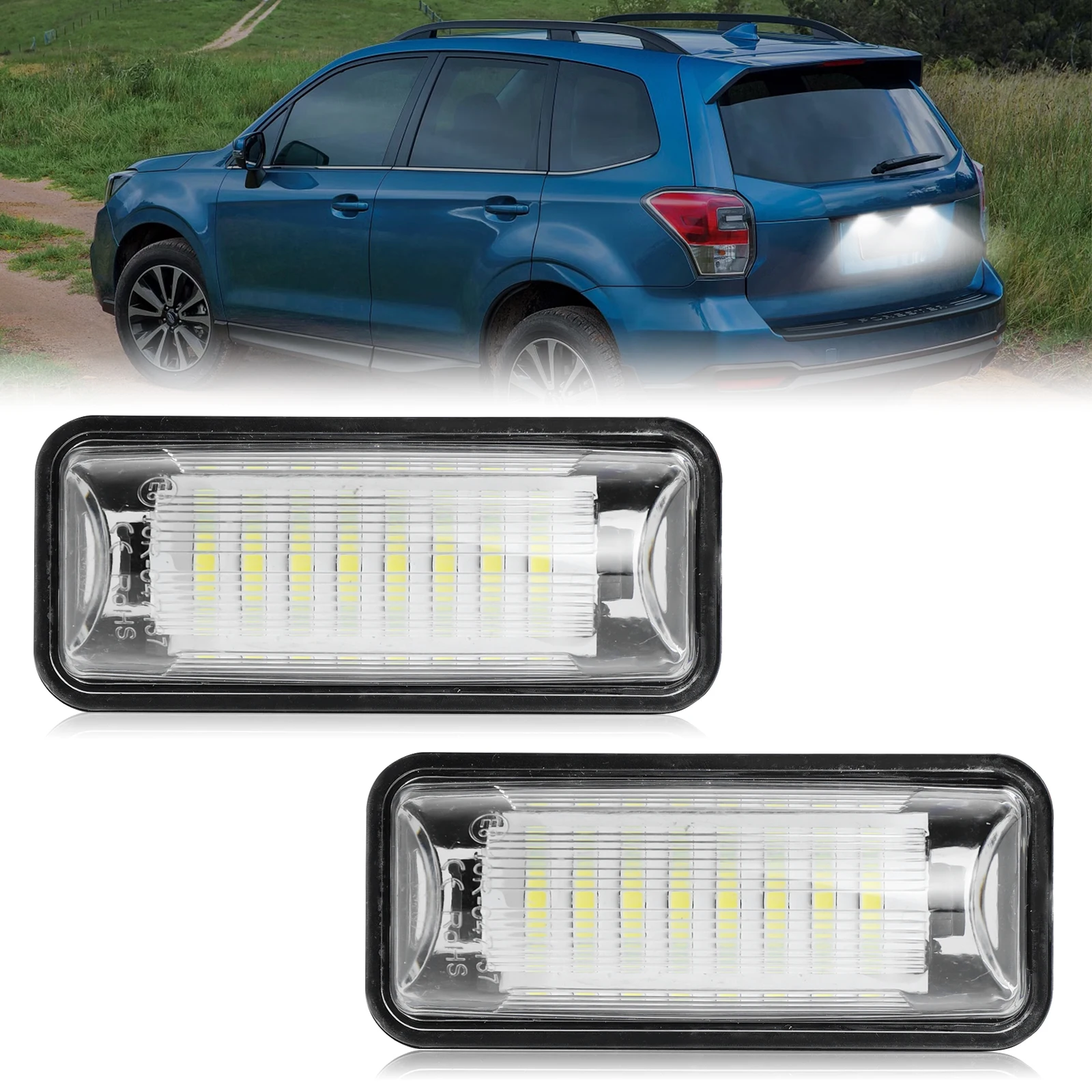 Canbus 12V 18 LEDs Car LED License Number Plate Lights Lamps For Subaru Forester Legacy Impreza WRX BRZ XV Crosstrek White 6500k