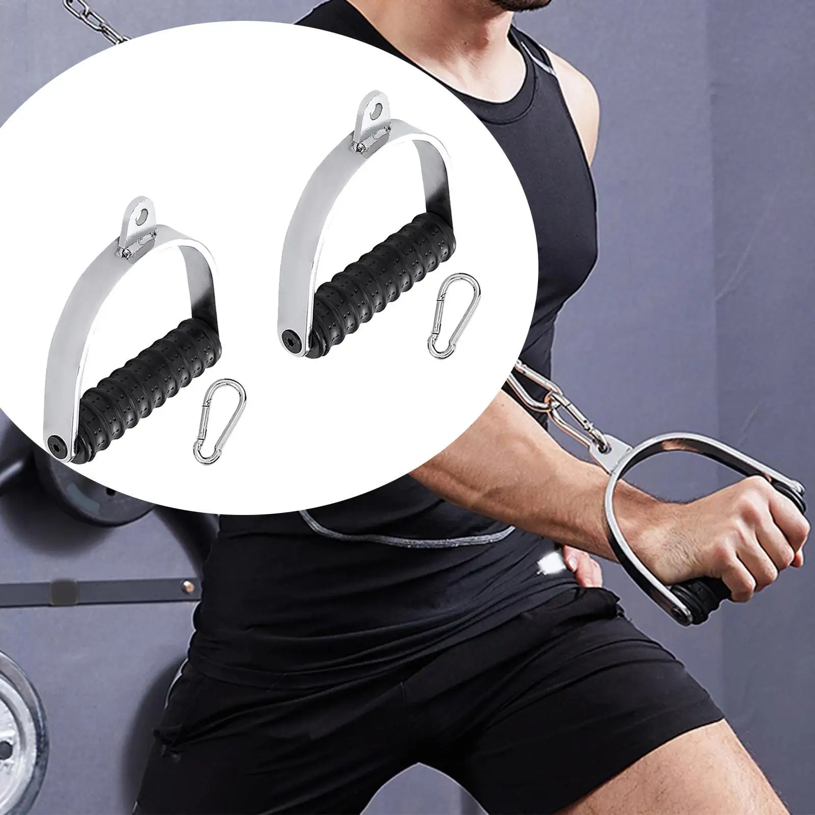 

2 Pieces Exercise Handles Multifunctional Anti Slip Working Out Handles for Cable Machine Strength Training Home Gym Pull Down