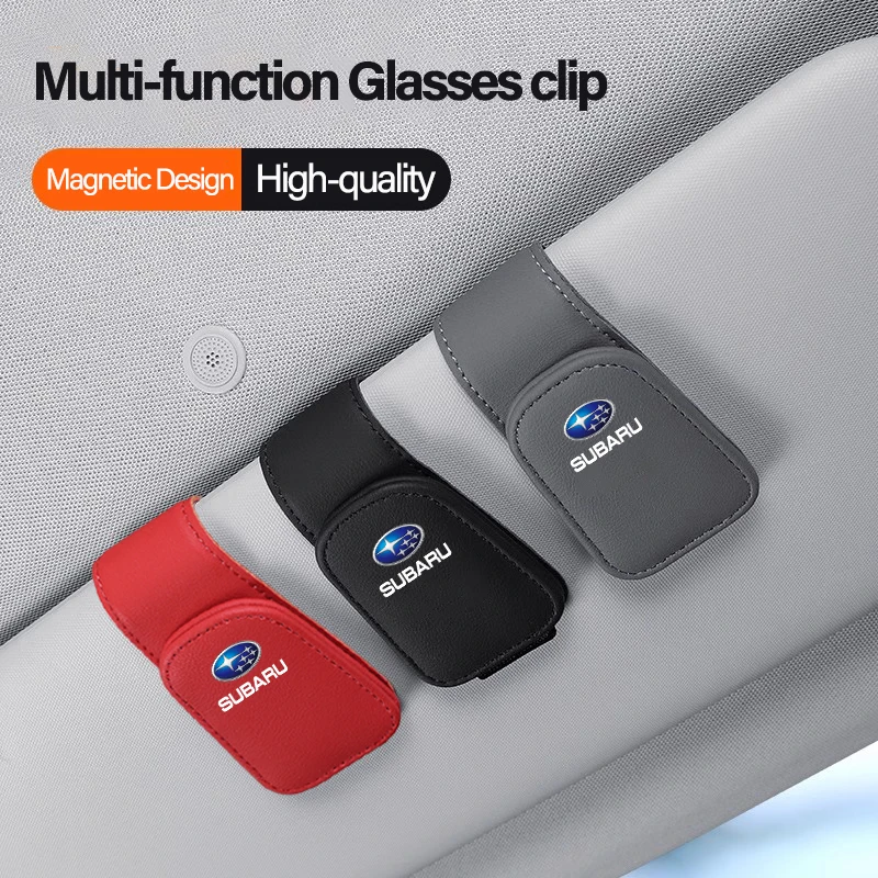 New Car Leather Glasses Clip Sun Visor Sunglasses Card Box For Subaru Crosstrek Forester Impreza Outback Levorg Mpreza Tribeca