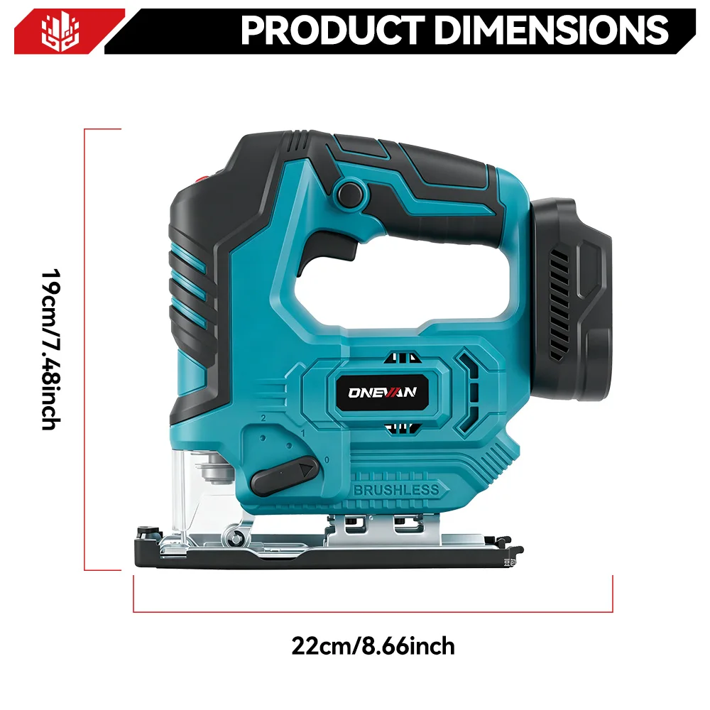 ONEVAN 26mm 3500RPM Bürstenlose Elektrische Stichsäge 1000W Multifunktions-Holzbearbeitungswerkzeug mit 3 variablen Geschwindigkeitsstufen für Makita 18V Akku – Detail 5