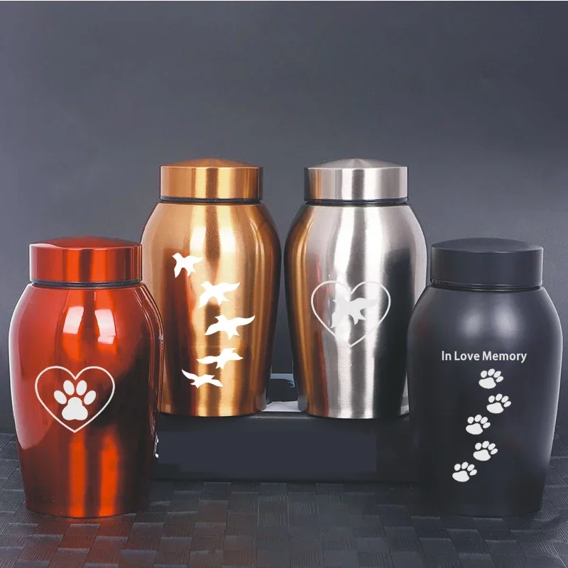 猫と犬のステンレス製骨壺、ペット用お土産ジャー、密封された棺、記念品ケース、小型金属製密封葬儀用品、ペット用品