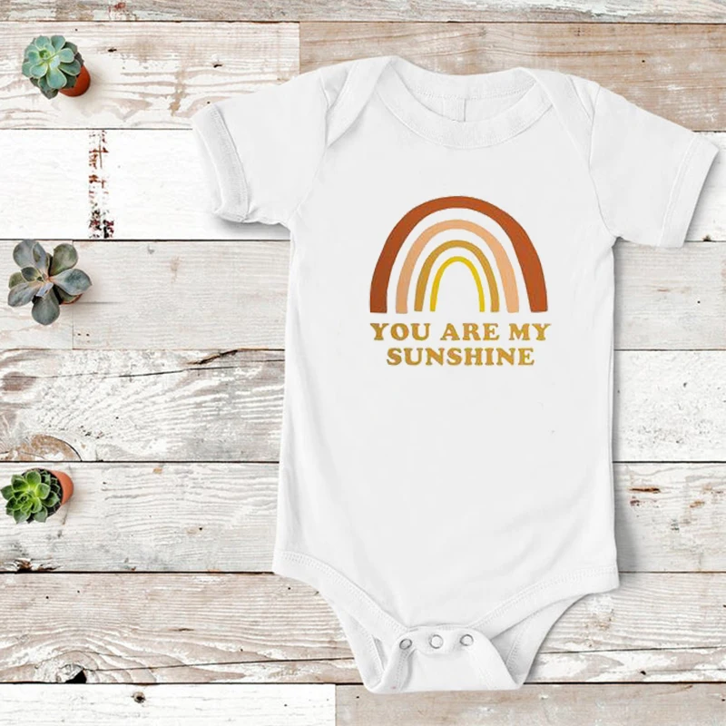 You Are My Sunshine Shirt Boho Baby Clothes Rainbow Baby 2022 Mommy and Daughter Matching Tshirt Girl Baby Family Look M