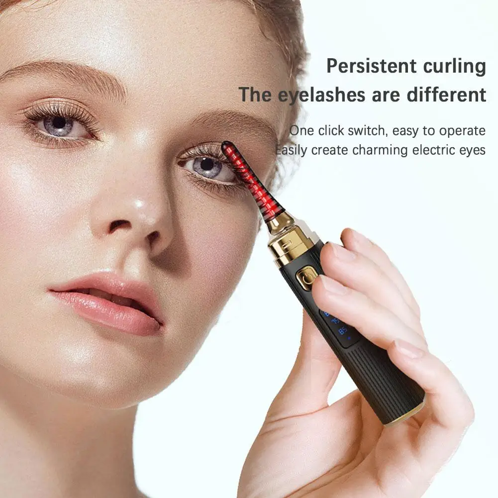 Heating Eyelash Curler Long-lasting Electric Makeup Heating Eyelashes Natural Adjustable Curler Long Quick Lasting Eyelash H8s5