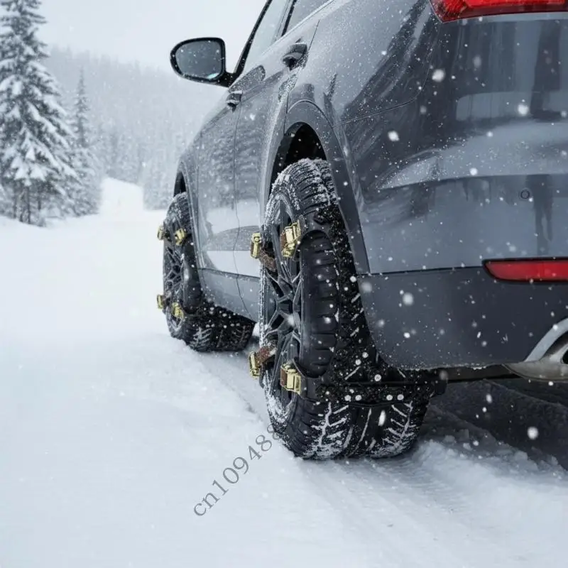 0XXC 2 قطعة من أغلال الجليد للسيارات للقيادة في الشتاء، خطة مطاطية مرنة للسلامة المعززة #5