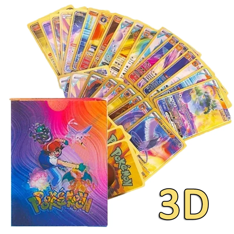 Pokemon Cards Charizard Pikachu Arceus 3D Diamond Playing Cards Vmax GX Vstar English Collection Battle Trainer Card Toys Gifts