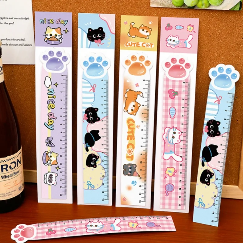 40個-ロット-かわいい猫のマグネット定規-かわいい描画ツール-ブックマーク-プロモーション文具ギフト-学校用品