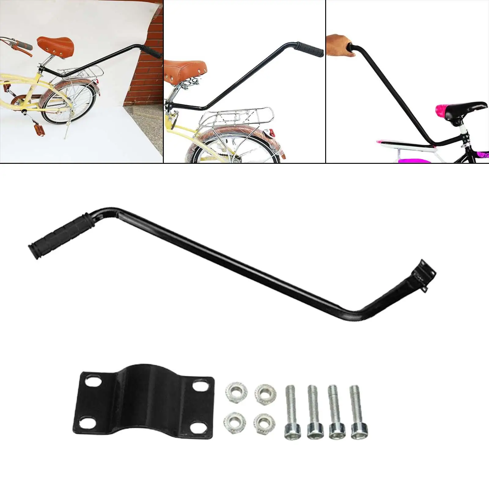 Bike Training Handle for Kids Riding Bar Trainer Push Rod Parent Grab Control Bike Learning Accessories Handrail