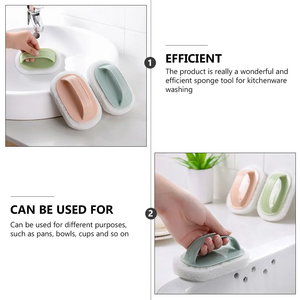 

6Pcs Multi Purpose Household Kitchen Sponges Cleaning Brush Set Convenient Pot Scrubber Handle Scrub Sponges Home Accessory