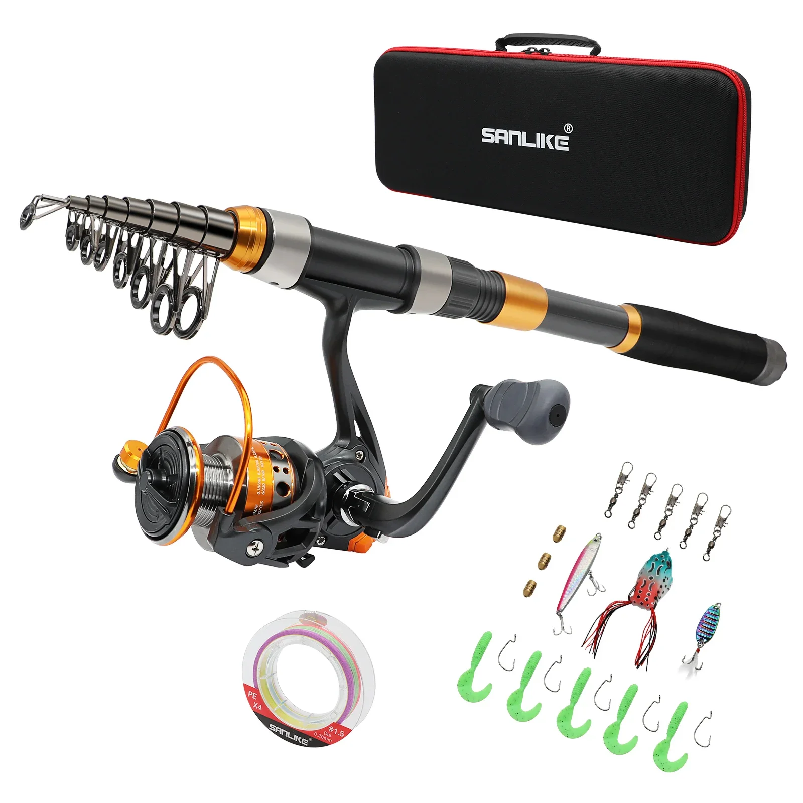 Fishing Pole and Reel Combos Carbon Fiber Telescopic Fishing Rod  Spinning Reel with Lures Line Accessories Fishing Gear