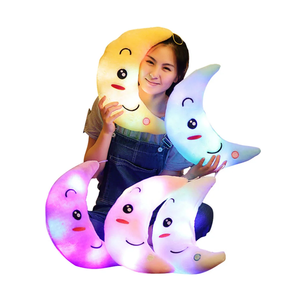 Poduszka LED w kształcie księżyca, świecąca, zmieniająca kolory, romantyczna lampka nocna, dekoracja do biura i samochodu, przyciągający wzrok prezent.