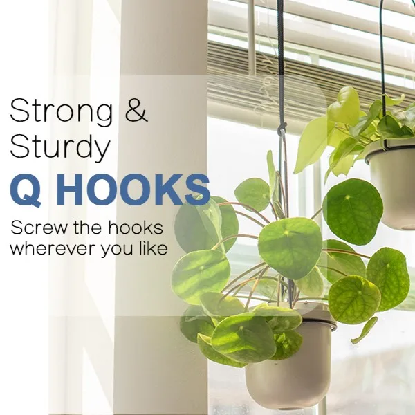Hanger Hooks with Safety Buckle, Windproof Screw Hooks for Outdoor String Lights Hanging Christmas Lights, Plants