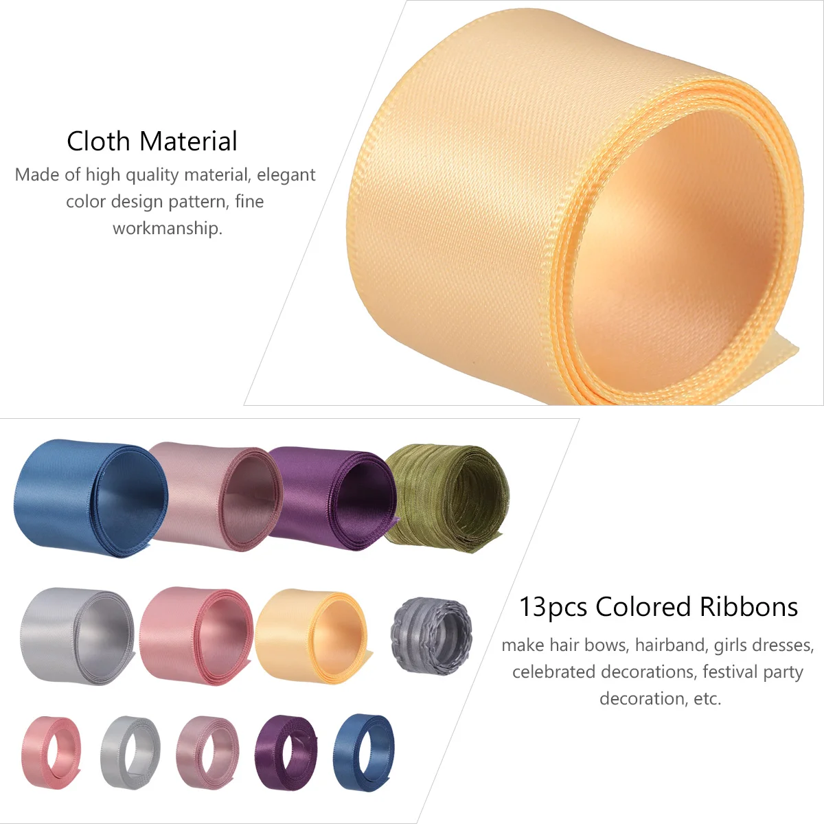 

13pcs Handmade Hairband Ribbons Set Diy For Hair Accessories Gift Wrap Decoration Cloth Ribbon Elastic Bands Girls Dresses Party