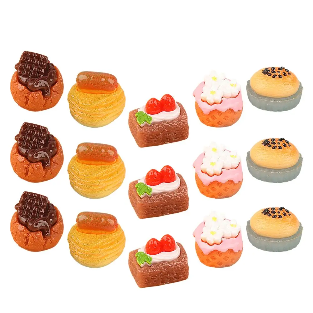 

15 Pcs Mini Cakes Miniature Dessert Model Resin Decorative Accessories Pretend Play Food Props Dollhouse Kitchen Display