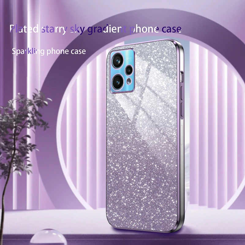 OPPO Realme 9 4G 케이스 블링 럭셔리 전기 도금 글리터 폰 케이스, OPPO Realme 9 Pro Plus 소프트 TPU 범퍼 클리어 백 커버