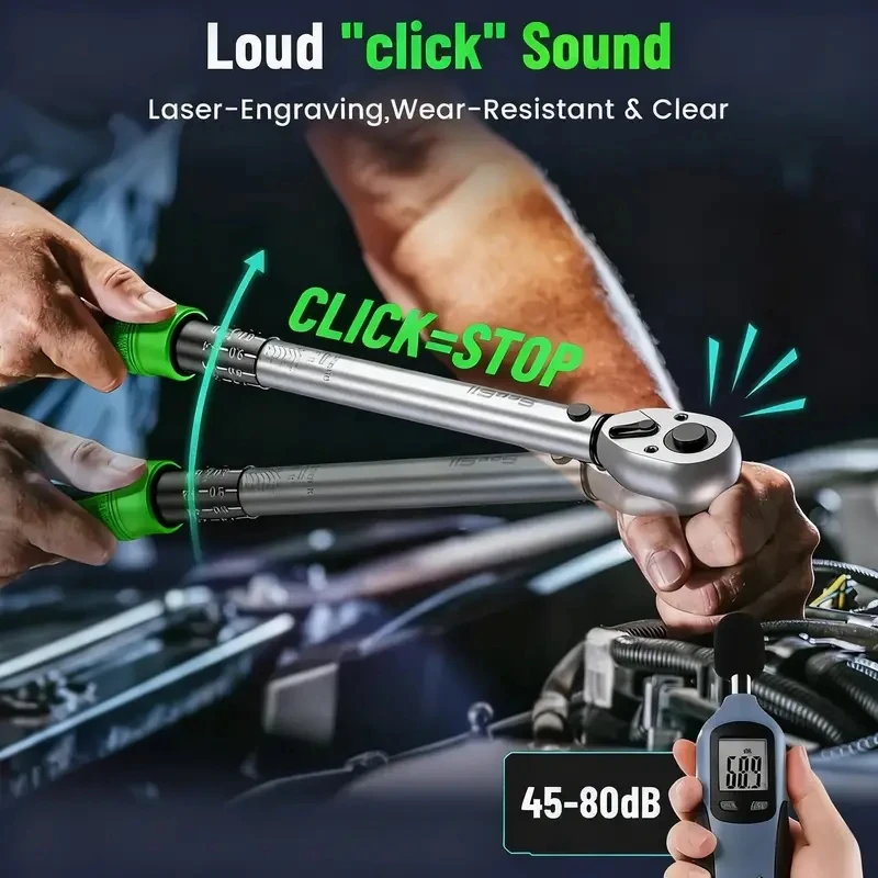TaskStar 8 pezzi Set di chiavi dinamometriche per carichi pesanti Set di bussole novità professionali completi Precisione 3% 10-227Nm per auto moto bici