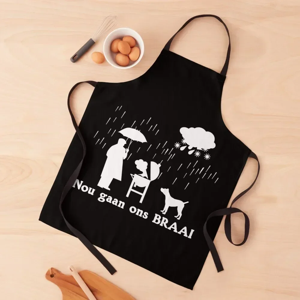 NOU GAAN ONS BRAAI whatever the weather SAFFA BBQ (white) Apron Things For Kitchen Women's Home Clothes Apron