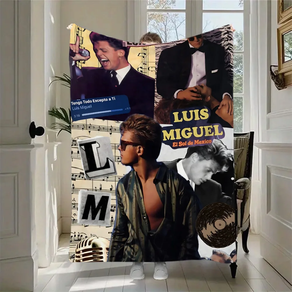 Customize 1pc Luis Miguel Throw Blanket - Soft Flannel All-Season Bedspread with Vintage Music Poster Design (Songs: 