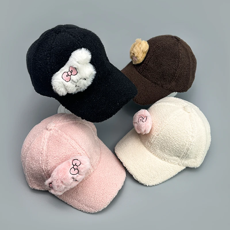 

Korean Lamb Doll Baseball Hats Autumn and Winter New Cute Women ins Sunshade Students Warm Versatile Casual Fashion Peaked Caps