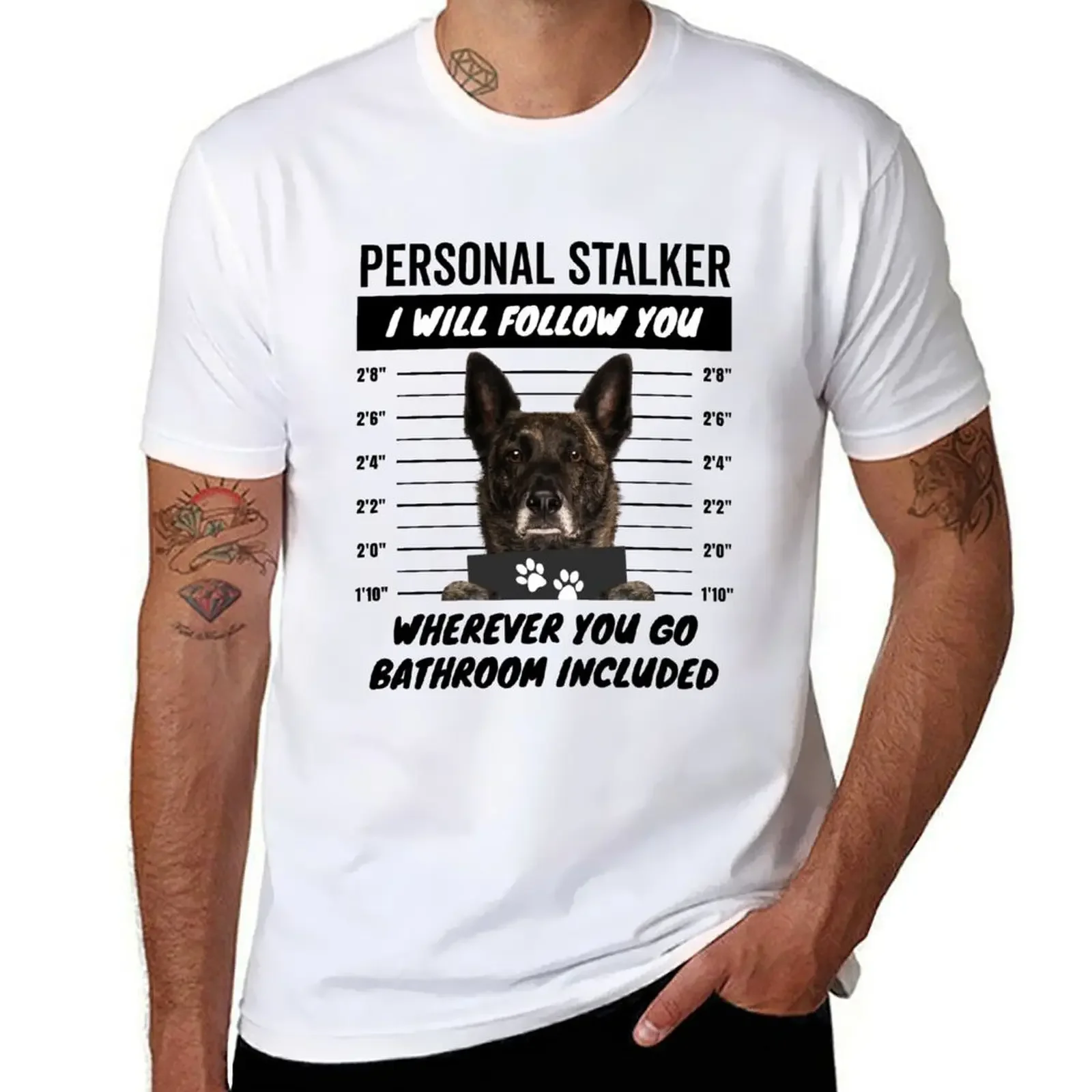 Personal Stalker Dog Brindle Dutch Shepherd T-Shirt sports fans tops men graphic pack Summer fashion New Arrival Cotton Short