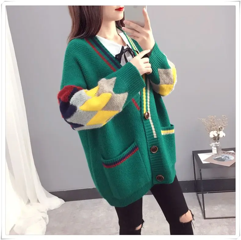 2023 Autumn/Winter Korean Edition New Coat Sweater Large Women's Loose and Lazy Style Fashion Knitted Sweater Trend