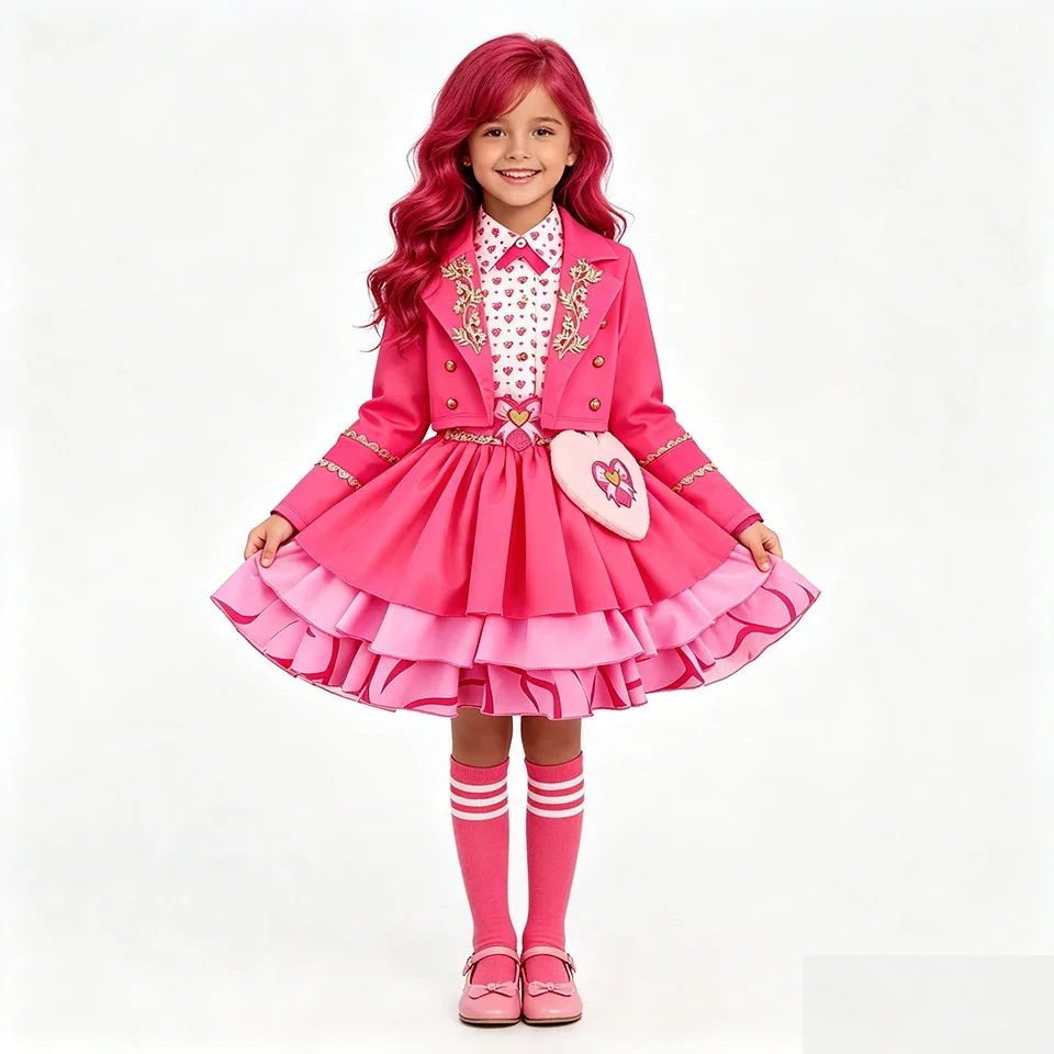 2026  Tiered Ruffle Tutu Bridget Pink Princess Dress for Girls Halloween Cosplay Descendants Masquerade Party Costume - view 5