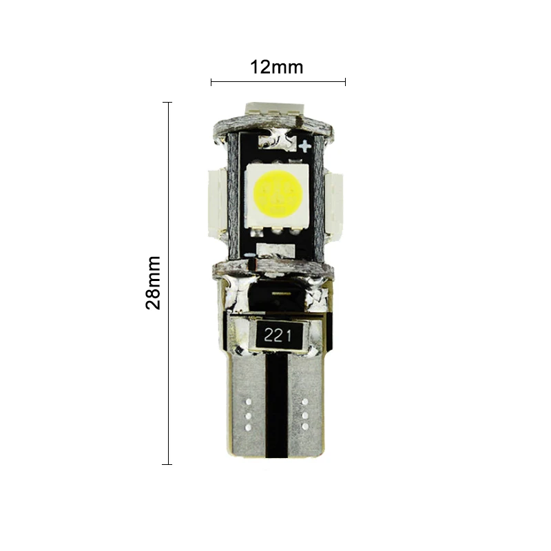 10x T10 W5W Car LED Signal Bulb CANBUS Interior Light 12V Auto Luggage License Plate Trunk Reading Turn Wedge Side Lamp 5SMD