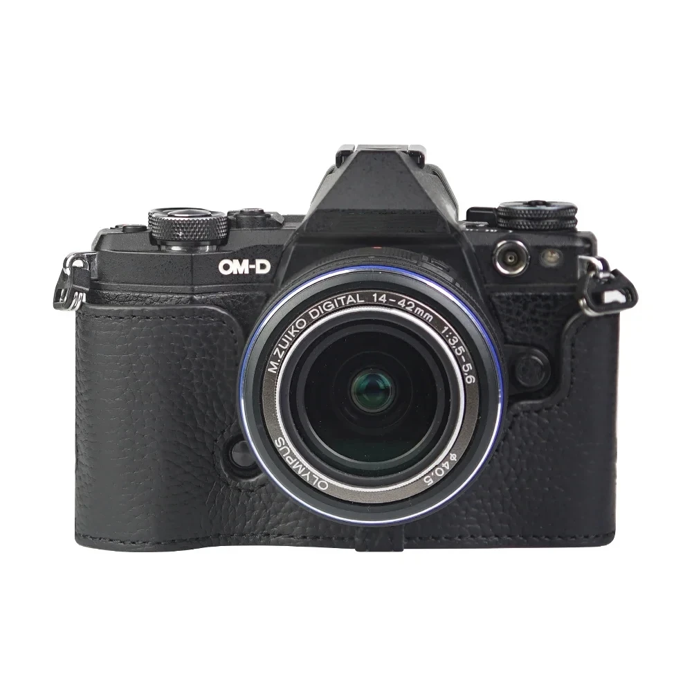 For OLYMPUS OM-D E-M5 Mark II Case Genuine Real Leather Half