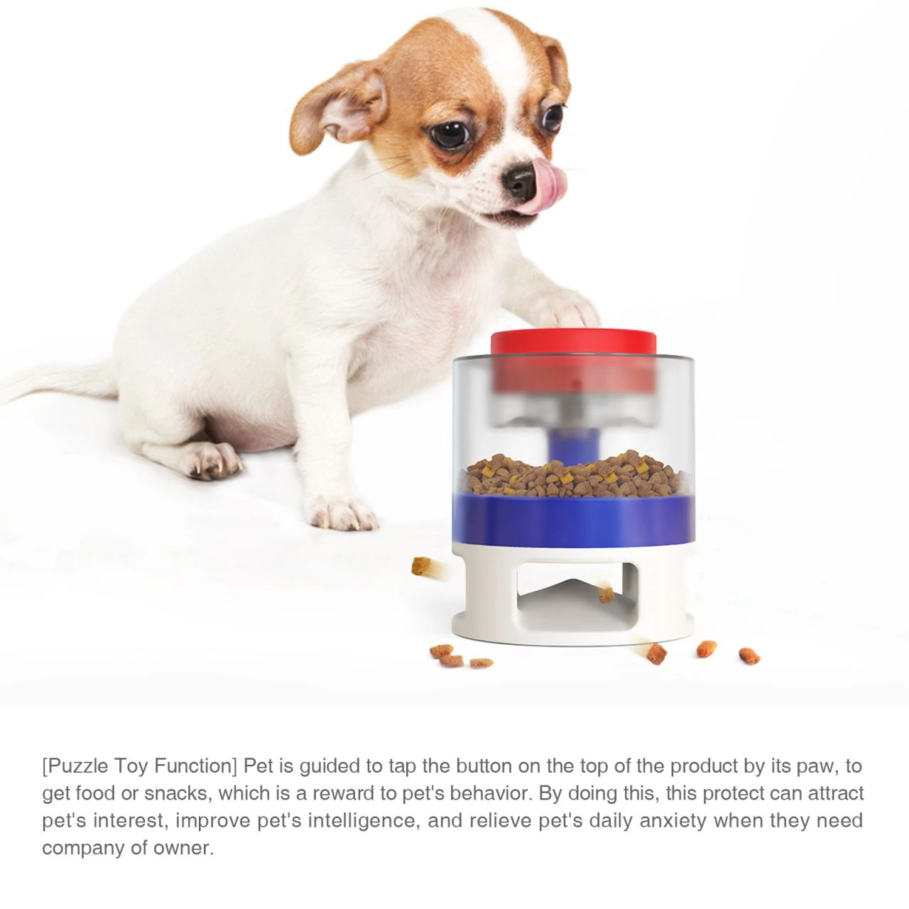 Dog Puzzle Toys Interactive Toys Automatic Catapult Food Dispenser Slow Feeder Press Food Leaker & Transparent Anti-slip Granary