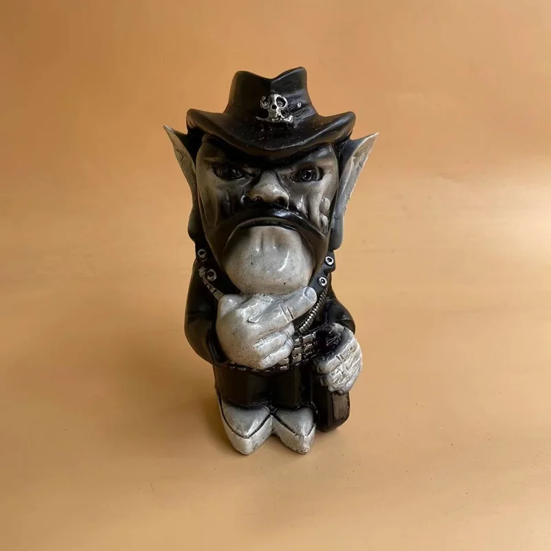 Lemmy Rock Icon Statue Lemprechaun Resin Craft Sculpture Cowboy Finger Dwarf Garden Ornaments Home Yard Lawn Gnomes Decoration