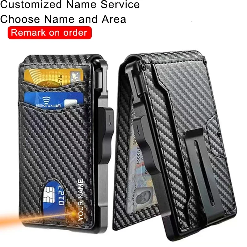 

Customized Rfid Credit Card Holder Men Wallets Luxury Leather Id Cardholder Case Minimalist Wallet Carteras Wallet Drop Shipping