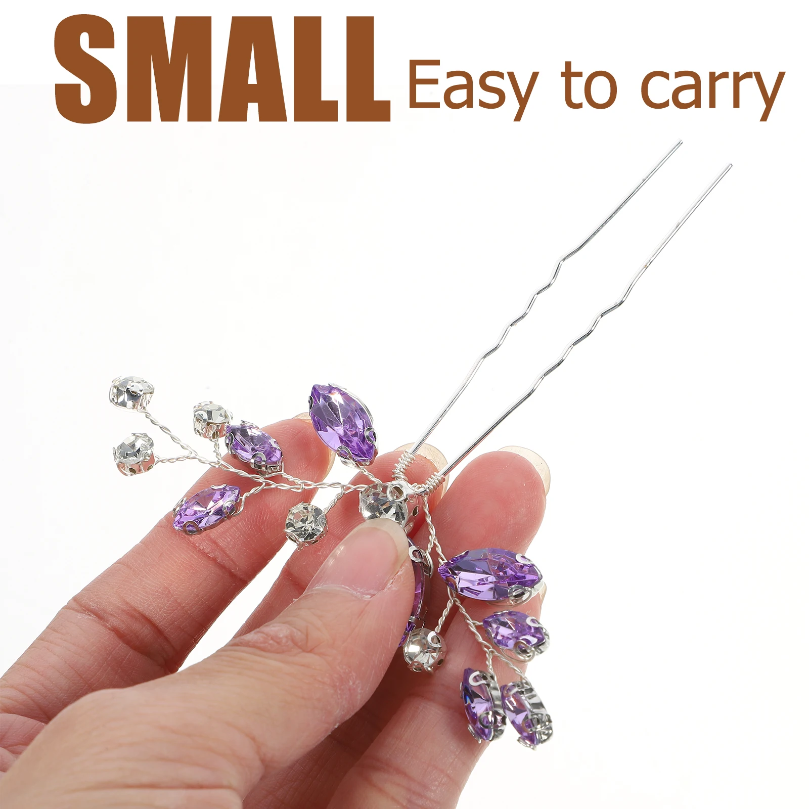 

3pcs Bridal Hair Accessories Set Rhinestone Hairpin Wedding Bridesmaid Purple Elastic Jewelry Hair Clips Pins Decorations
