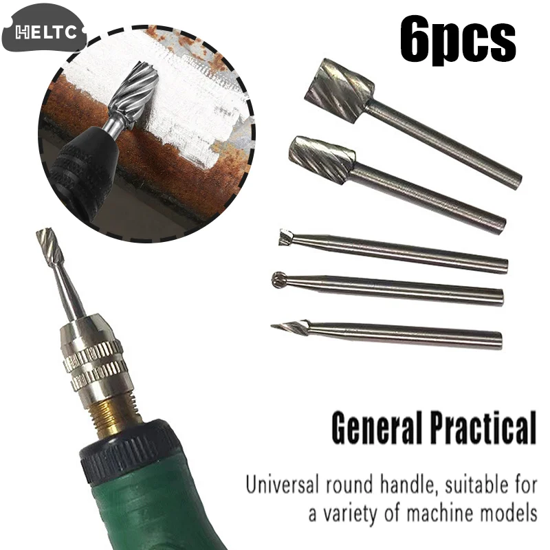 6pcs/setHigh-speed Steel Woodworking Small Rotary File Grinding Head DIY Carpenter Polishing And Trimming Electric Tool Set