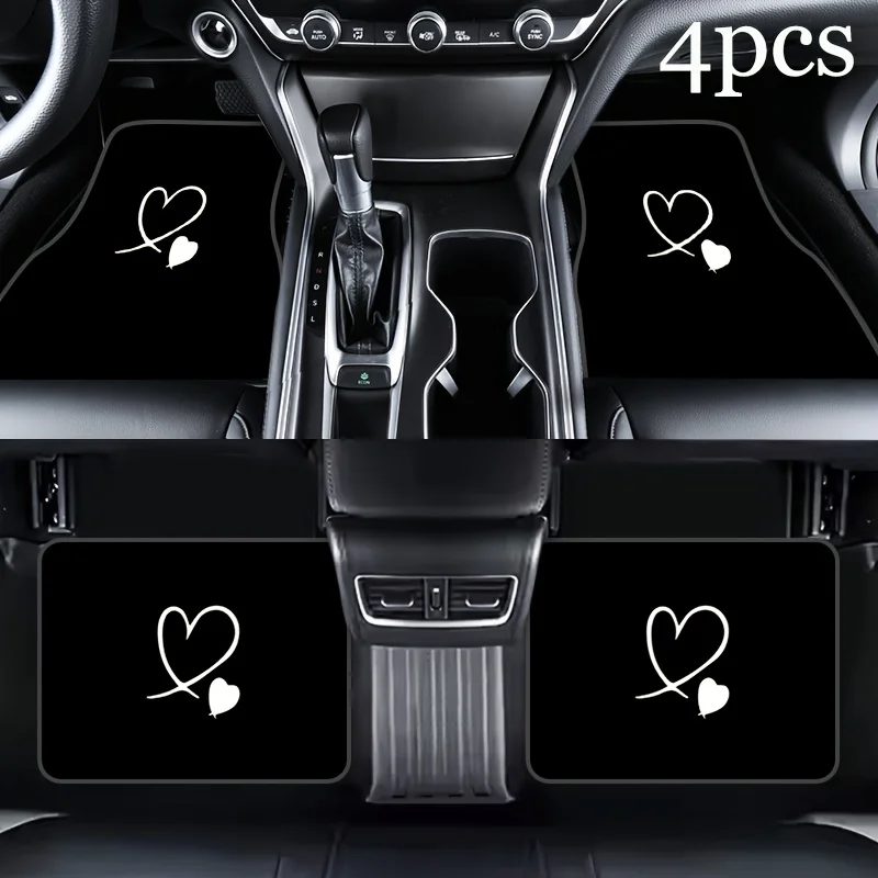 

4Pcs Minimalist Heart Line Car Mats, Universal Fit, Anti-Slip, All-Season & Easy Clean Interior Accessories，gift for lover