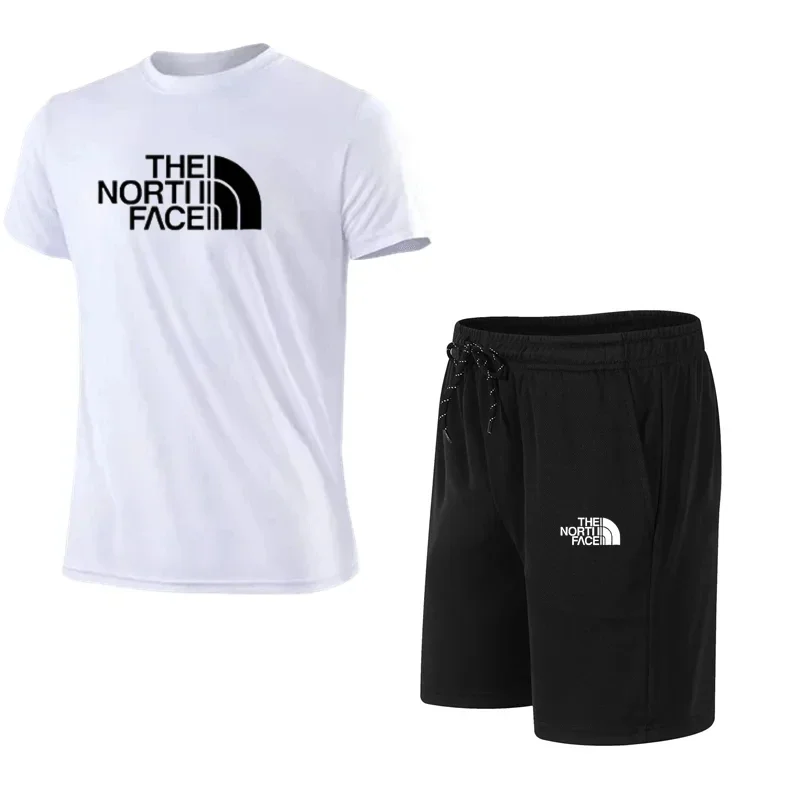Men's fitness suits, sportswear, casual t-shirts, photography outfits, slow-paced running, brand new, two-piece set S-4XL image 2