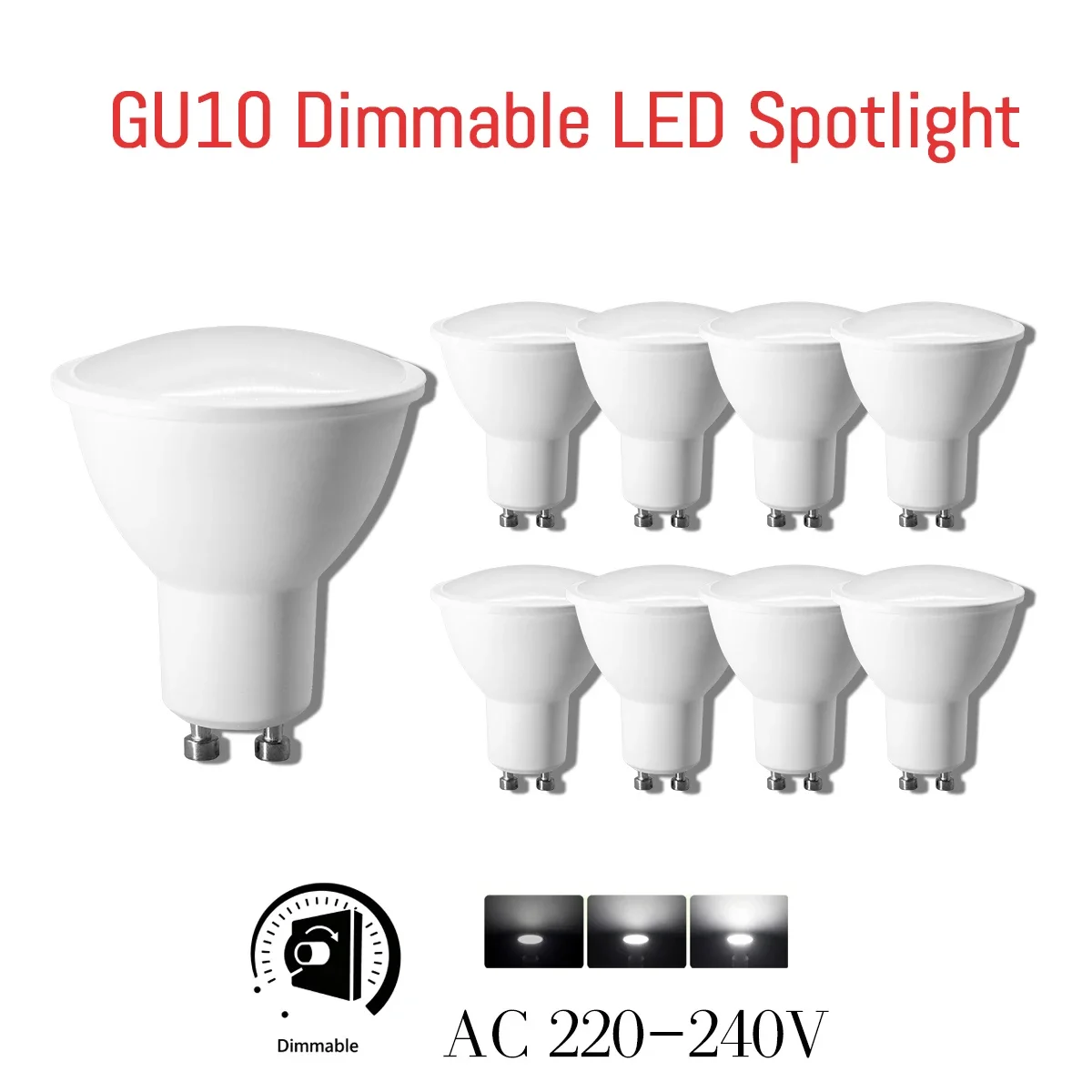 

30Pcs GU10 Dimmable LED Spotlights AC220V 3W 5W 7W 9W Energy Saving Bulbs Replace 30W 50W Halogen Lamps for Home Lighting