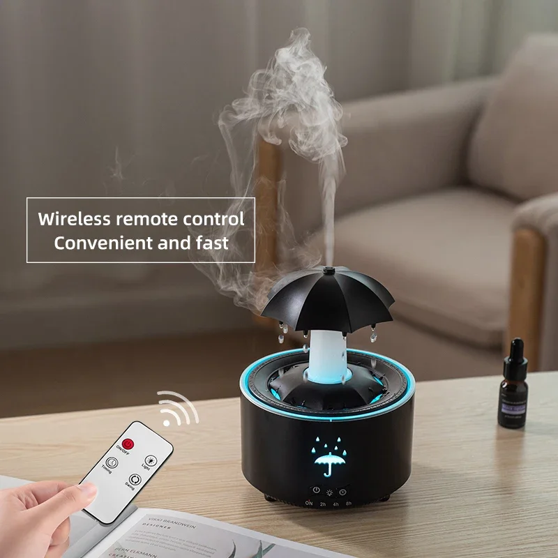 Cloud Rain Humidifier Raindrop Aromatherapy Essential Oil Diffuser Remote Control Night Light Suitable For Office And Home Use