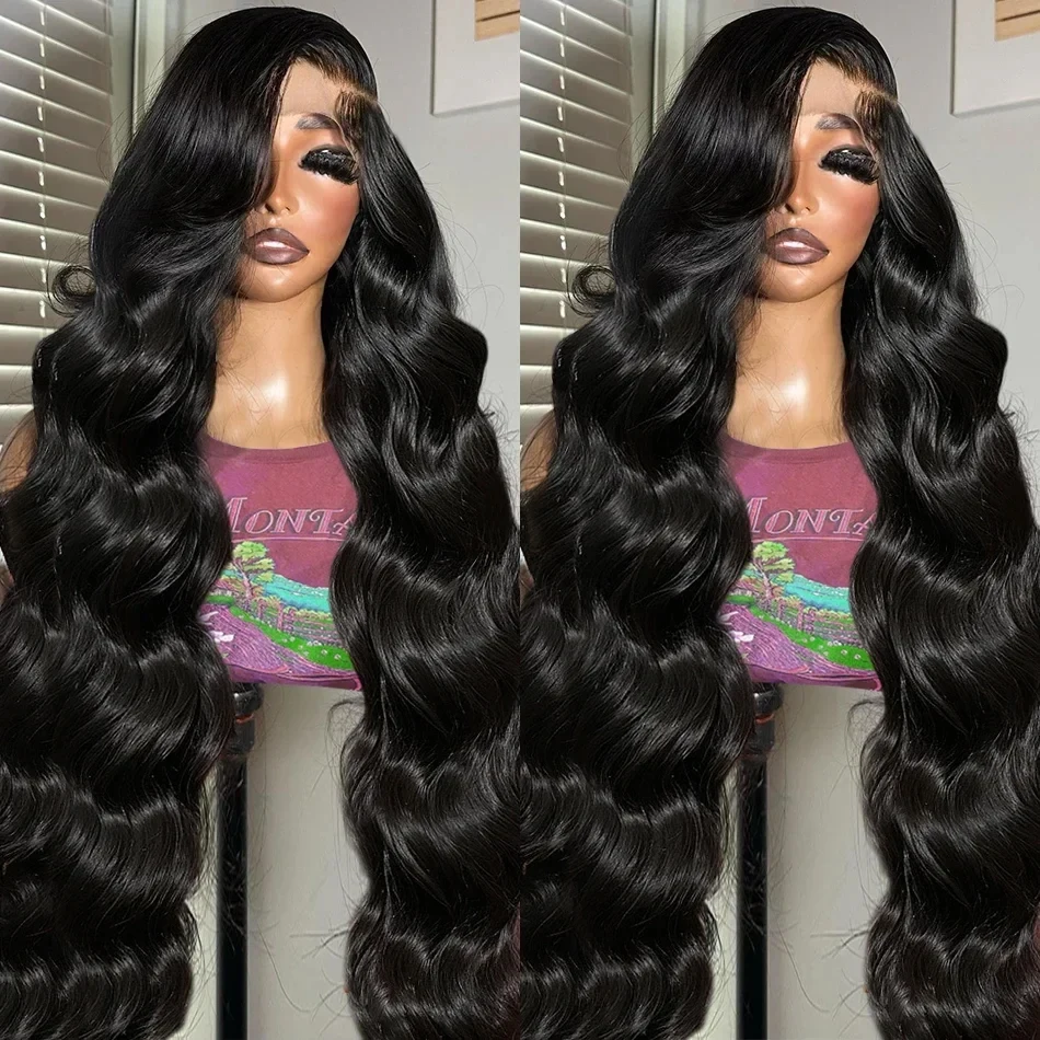 Brazilian 36 38 Inch Transparent Body Wave 13x4 HD Lace Front Wig 220% Water Wave Frontal Human Hair Wigs For Women