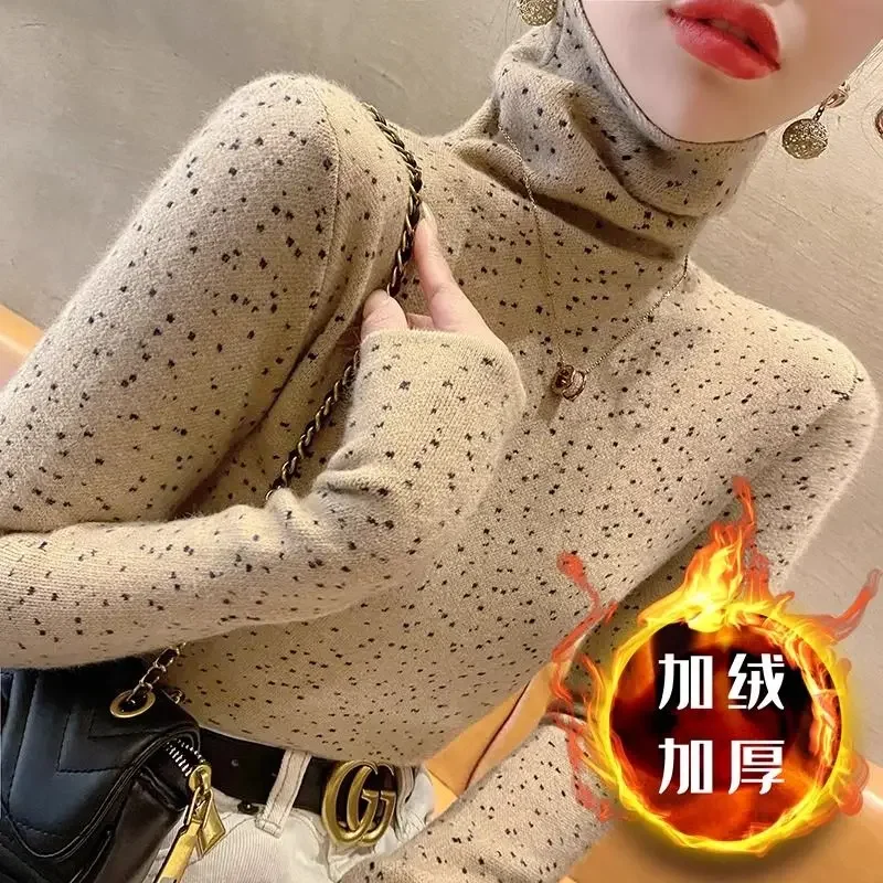 

Shirt for Women with Thickened Velvet and Slim Fit Inner Warm Top Red Double-sided German Velvet High Neck Base