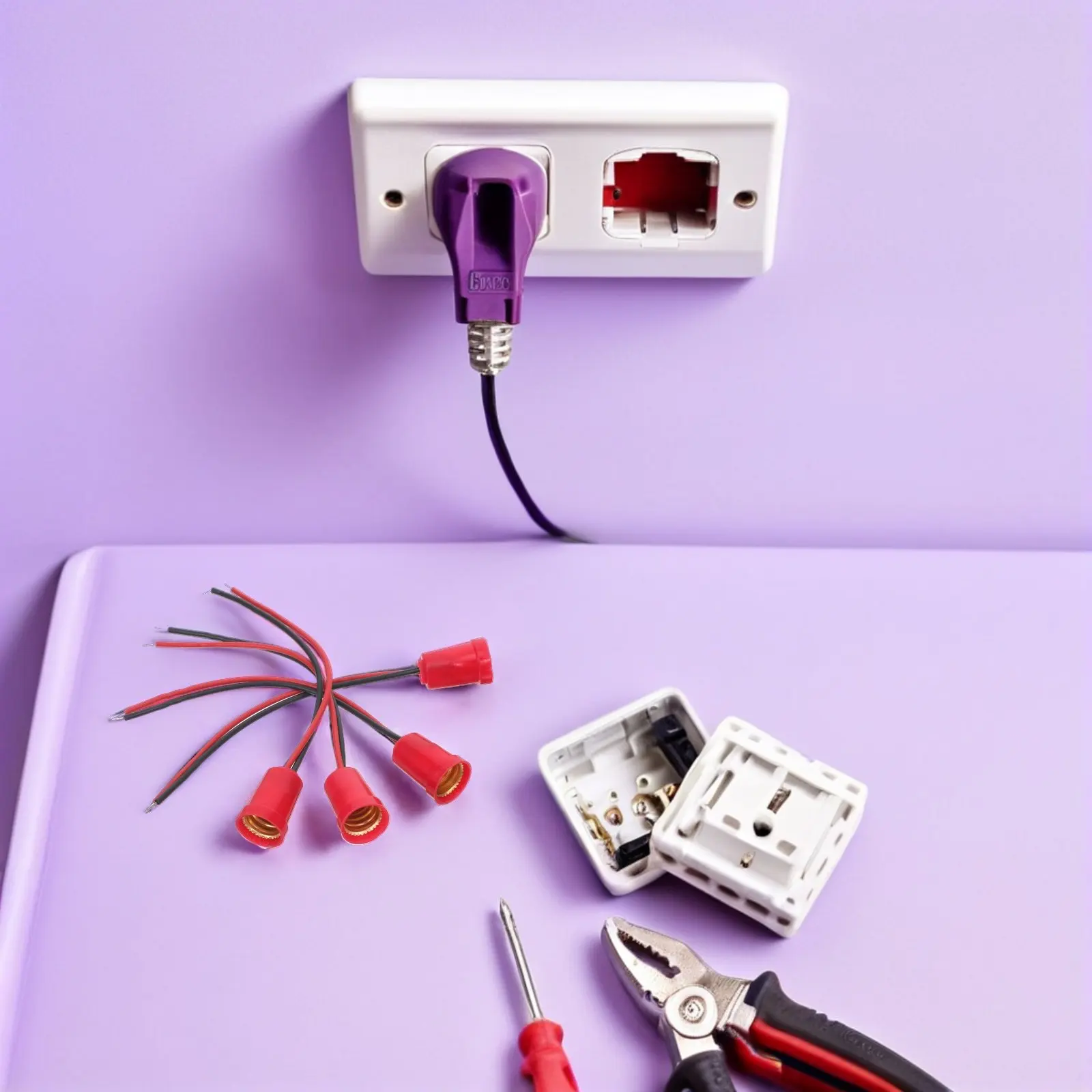 

10 шт. миниатюрных пластиковых патронов E12 с черным и красным проводом, предварительно подключенные, для маленьких лампочек, настольных ламп, фонарей